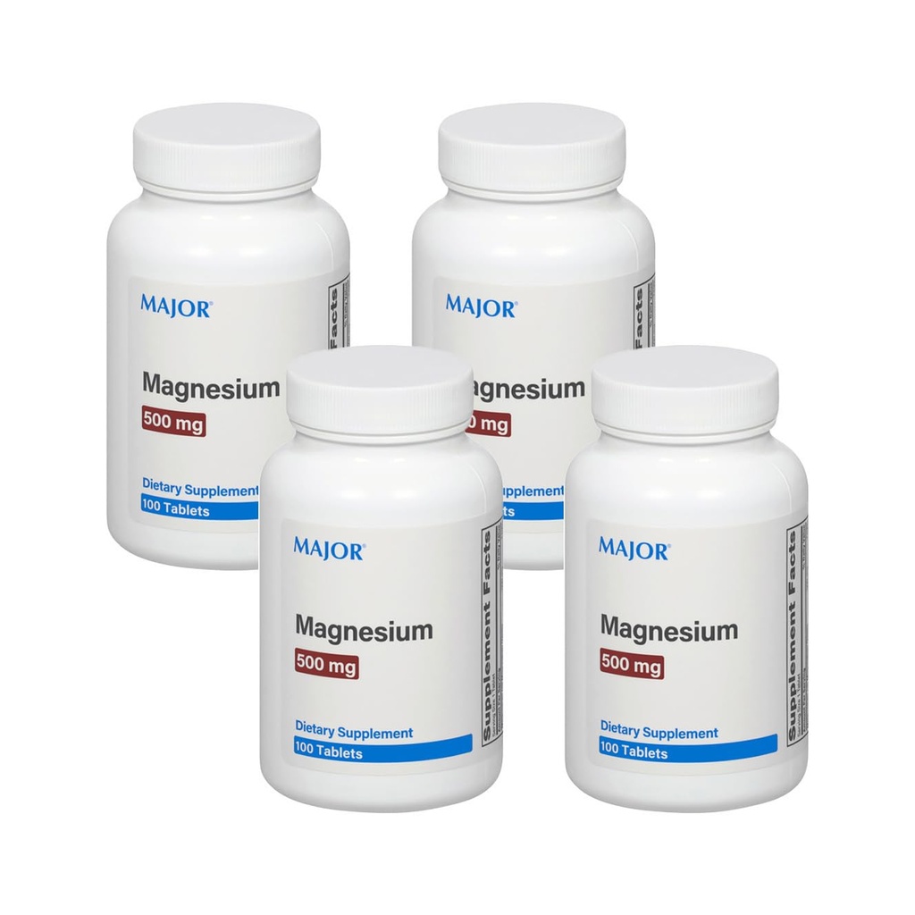 Major Magnesium 500mg - Magnesiumoxide tabletten - Dieetsupplement - 100 Tellen (4 Verpakkingen)