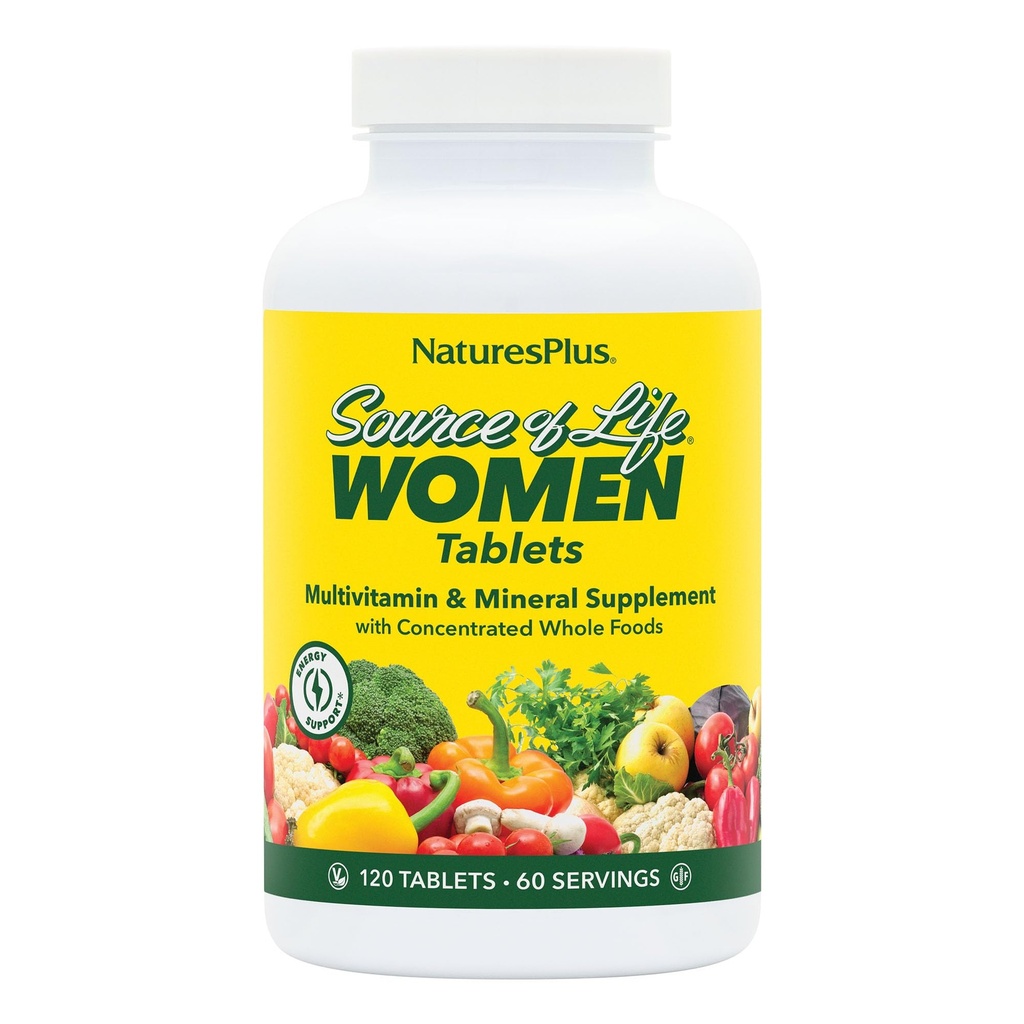 NaturesPlus Bron van het leven Vrouwen Multivitamine - 120 Vegetarische Tablets - Whole Foods, Enzymes & Minerals - Algehele gezondheid, energie - Glutenvrije - 60 porties