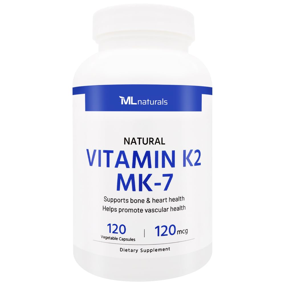 ML Naturals Vitamin K2 MK-7 120mcg (Per Serving) – 120 Vegetable Capsules – All-Trans MK-7 – Supports Bone & Heart Health