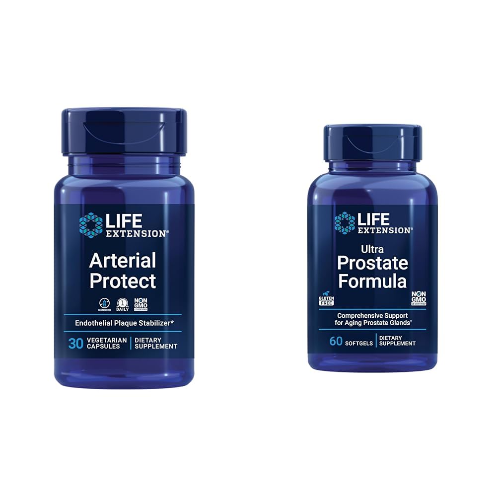 Life Extension Arterial Protect - Blood Pressure Supplement for Heart Health & Ultra Prostate Formula, Saw Palmetto for Men, pygeum, stekende Nettle Root, lycopeen
