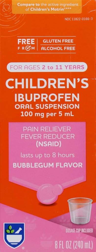 Rite Aid Kinderen Ibuprofen, leeftijden 2-11, Bubble Gum - 8 oz 