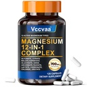 Magnesium Complex 700mg | 12-in-1 High Absorption Supplement | Glycinate, Citrate, Malate, Taurate & More | Sleep Support, Muscle Cramp Relief, Stress, Heart & Nerve Health | 120 Vegan Capsules