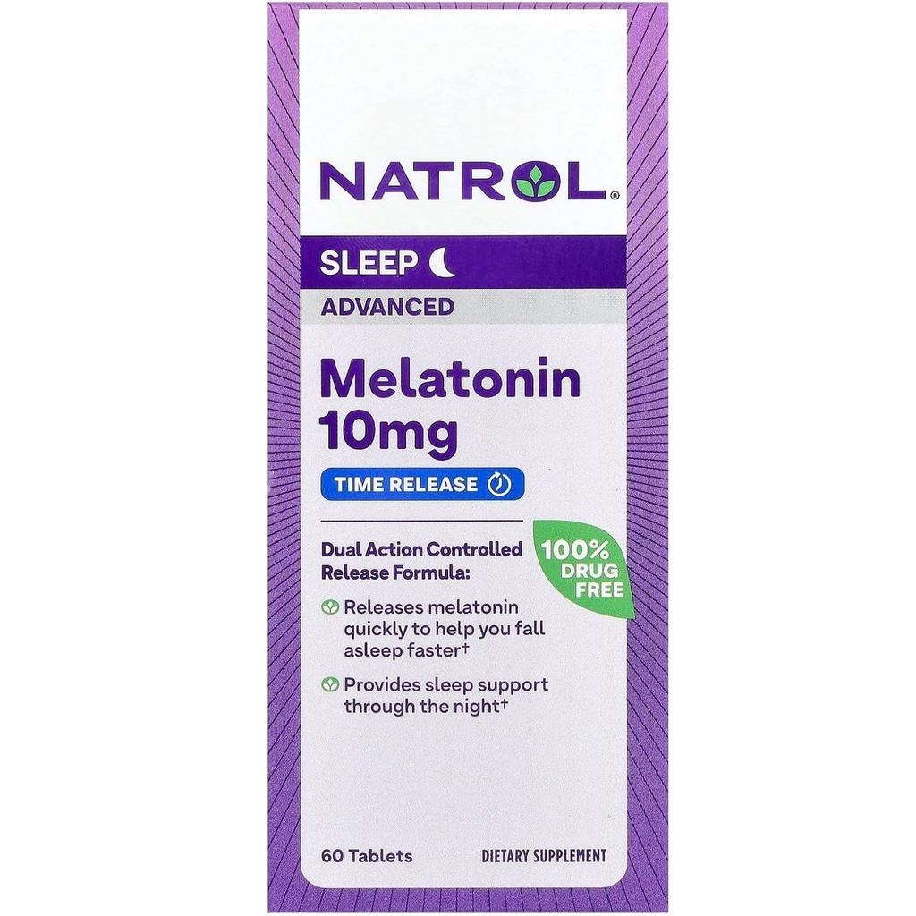 Natrol Melatonine 10mg Time Release Tablets, Slaap Dieet Supplement voor Rustige Slaap, 60 Melatonine Time Release Tablets, 60 Servings