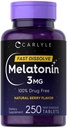 Carlyle Melatonine 3mg Fast request Tablets 250 Telling Low Dose en Drug Gratis Vegan, Non-GMO, Glutenvrij