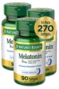 Nature's Bounty Melatonine 100% Drug gratis slaaphulp, Dieetsupplement, bevordert ontspanning en slaap gezondheid, 5 mg, 90 Telling, Pack of 3