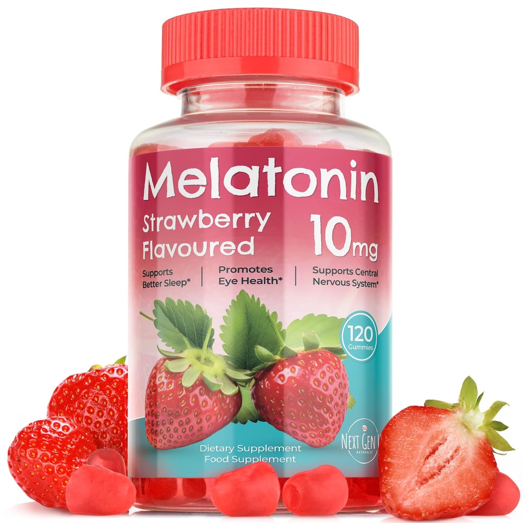 Melatonine Gummies - 10 mg Dieetsupplement - Aardbei Smaak - 120 Vegan Gummies - door NextGenU