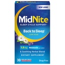 MidNite Terug naar Slaap Lage Dosis, 1,5 mg Melatonine Slaaphulp, Niet-Habit Vorming, Kruidendieet Supplement voor Volwassenen, Drugvrij, Glutenvrij, Lactosevrij, Vegetarisch, Veganistisch, 30 Quick Melt Tablets