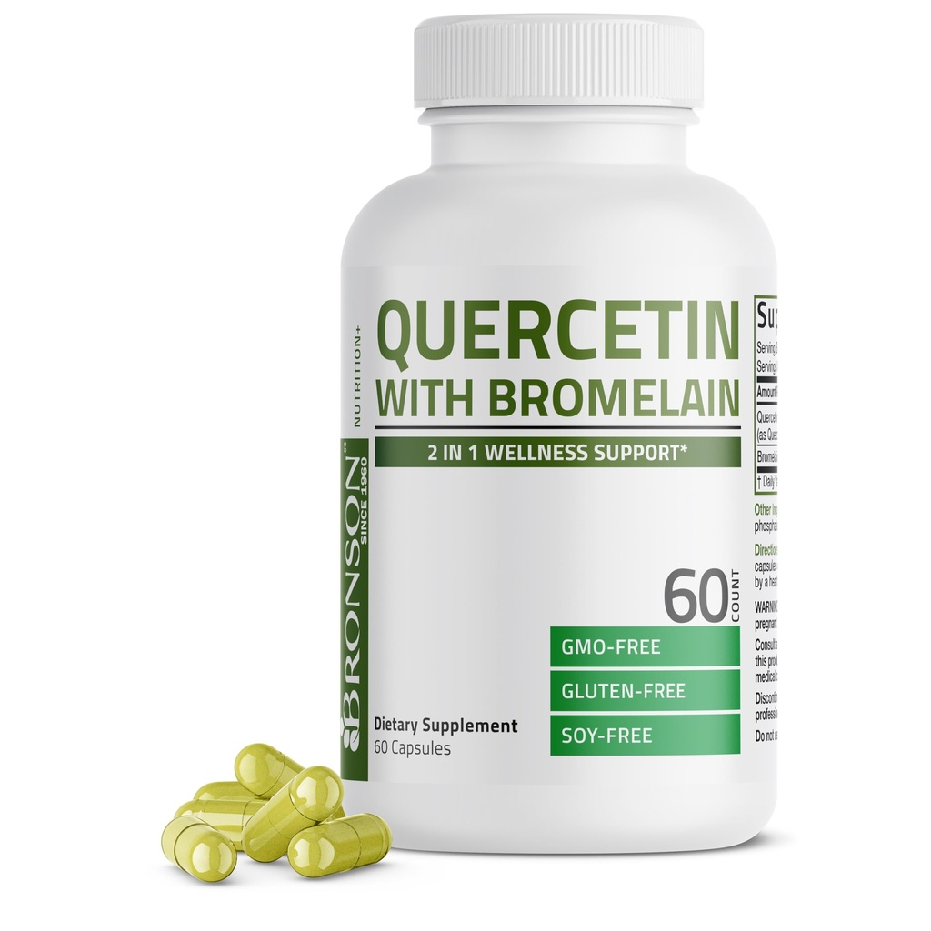 Bronson Quercetin met Bromelain 2 in 1 Wellness Support, Non-GMO, 60 capsules