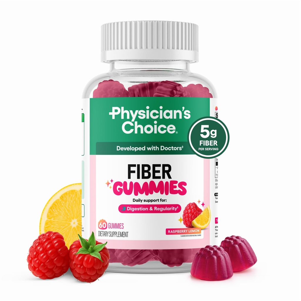 De keuze Vezel Gummies voor spijsverteringsgezondheid & Regularity - Raspberry citroensmaak - Geen suiker toegevoegd & Vegan - Natuurlijke Chicory Root Prebiotic Fiber - Daily Gummy voor volwassenen, vrouwen & mannen - 60CT