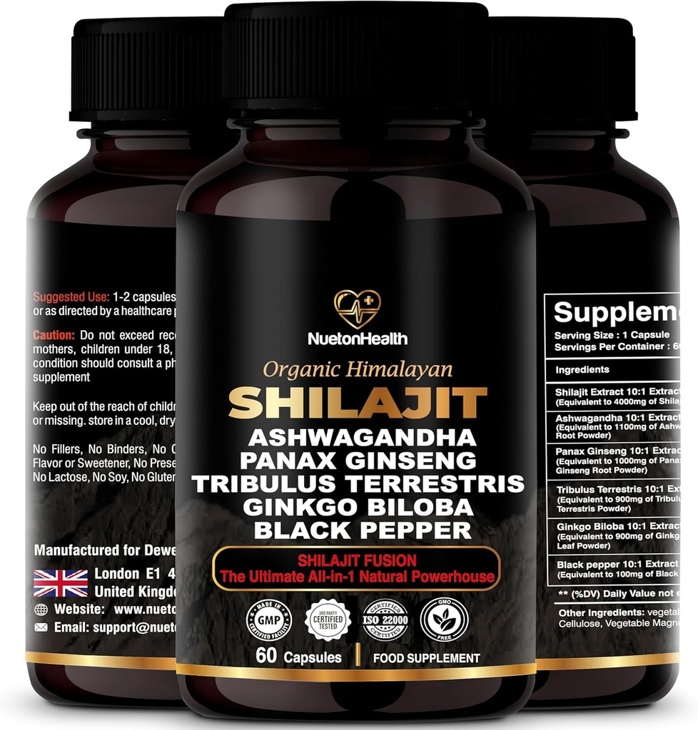 Himalaya Shilajit Capsules met Ashwagandha, Ginseng, Tribulus, Ginkgo & Black Pepper 