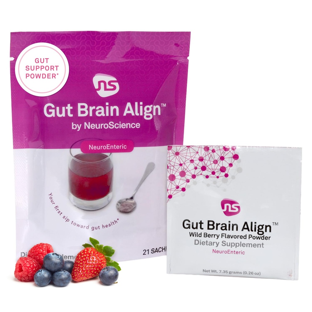 Neuroscience Gut Brain Align & L-Glutamine Powder, 21 Sachets | Supports Emotional Stress & Balanced Immune Responses, Glutamine, GABA, Saffron, DGL, Aloe & Uridine