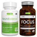 Neurobalans + Focus Brain Booster Vegan Bundle, Hoge Absorptie Zink Magnesium & B6 + Cafeïne, Aminozuren & Gemethyleerde B-Vitaminen, door Igennus