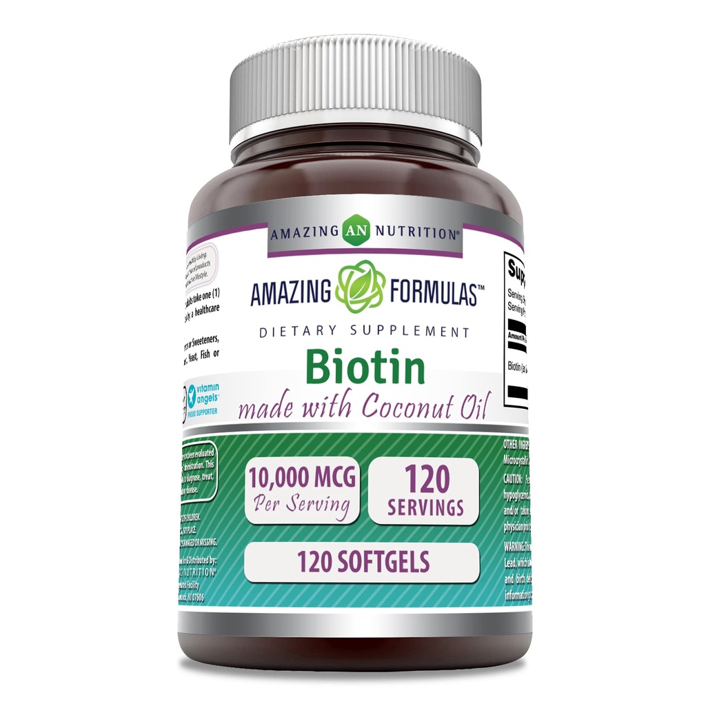 Verbazingwekkende Formules Biotine met Extra Virgin Biologische Kokosolie Supplement 