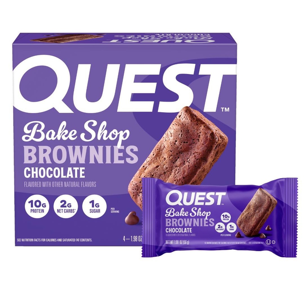Quest Nutrition Bake Shop, Chocolade Brownies, 10g Proteïne, 2g Net Carbs, 1g Suiker, 4 Tellen