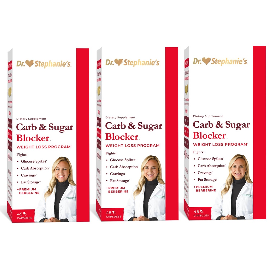 Dr. Stephanie's Mealtime Carb & Sugar Blocker - Reduce Digeted Carbs, Sugars, & Calories, Stimilant-Free (3 Pack)