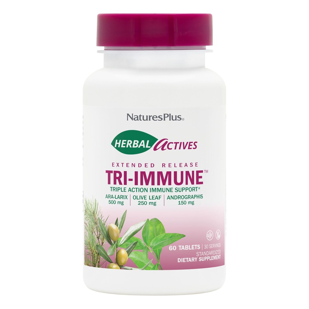 NaturesPlus Herbal Actives Tri-Immune, Uitgebreide Release - 60 tabletten - Vegetarisch, Glutenvrij - 30 porties