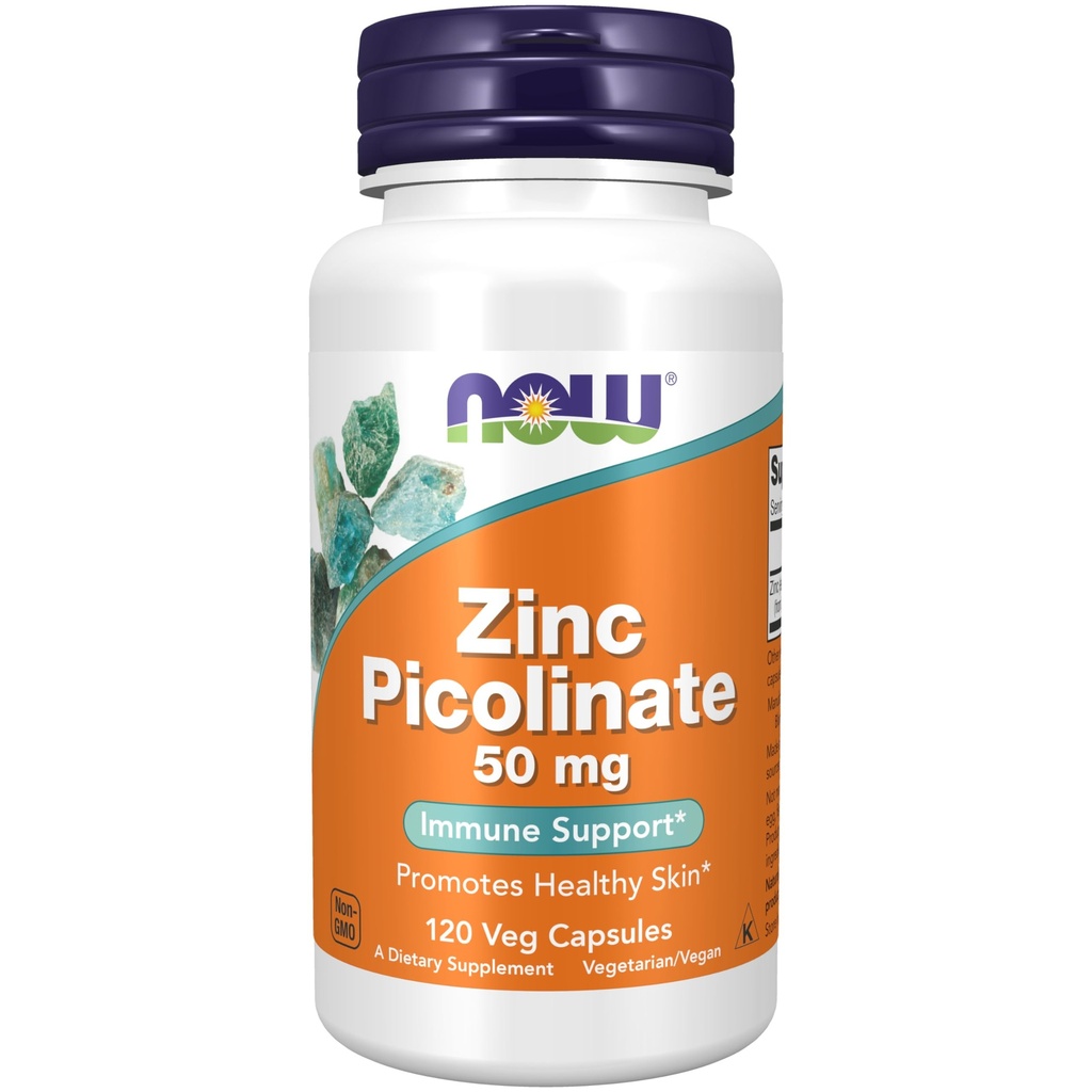 NU Foods Supplementen, Zink Picolinaat 50 mg, Ondersteunt Enzyme Functies*, Immune Ondersteuning*, 120 Veg Capsules (Verpakking kan variëren)