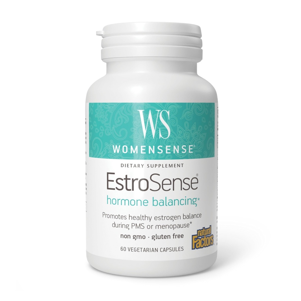 WomenSense EstroSense by Natural Factors, Natural Supplement to Support Estrogen and Hormone Balance During PMS or Menopause, Vegan, Non-GMO, 60 Capsules