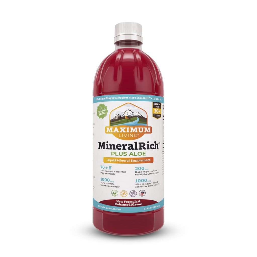 Maximale levende minerale rijk mineralen supplement met aloë - vloeibare mengsel van vitaminen en sporenmineralen - 32 oz