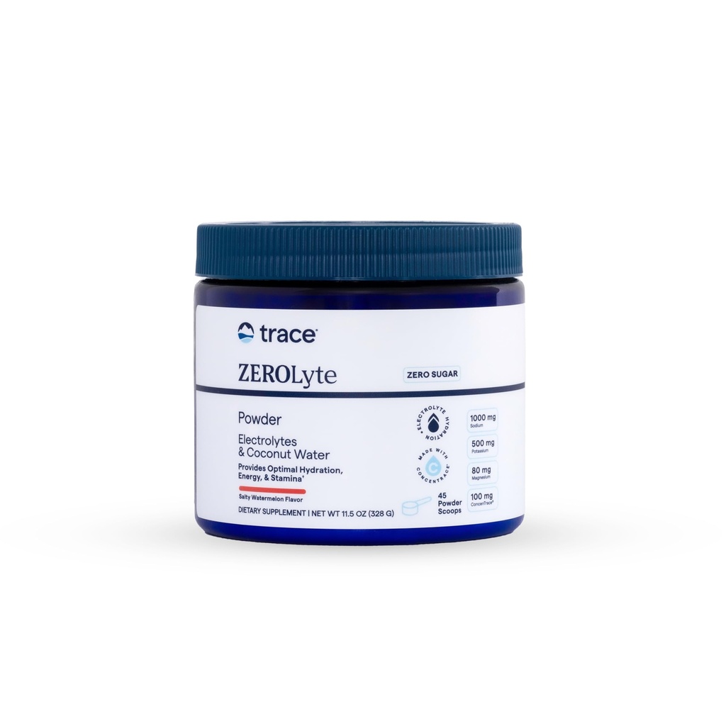 Trace Minerals ZeroLyte Zoute Watermeloen smaak - Suikervrije Electrolyte Drink Mix - Ondersteunt Hydratatie, Energie, Uithoudingsvermogen - Oude Zee Zout, Full Spectrum Minerals, Kokoswater - 45 Servers