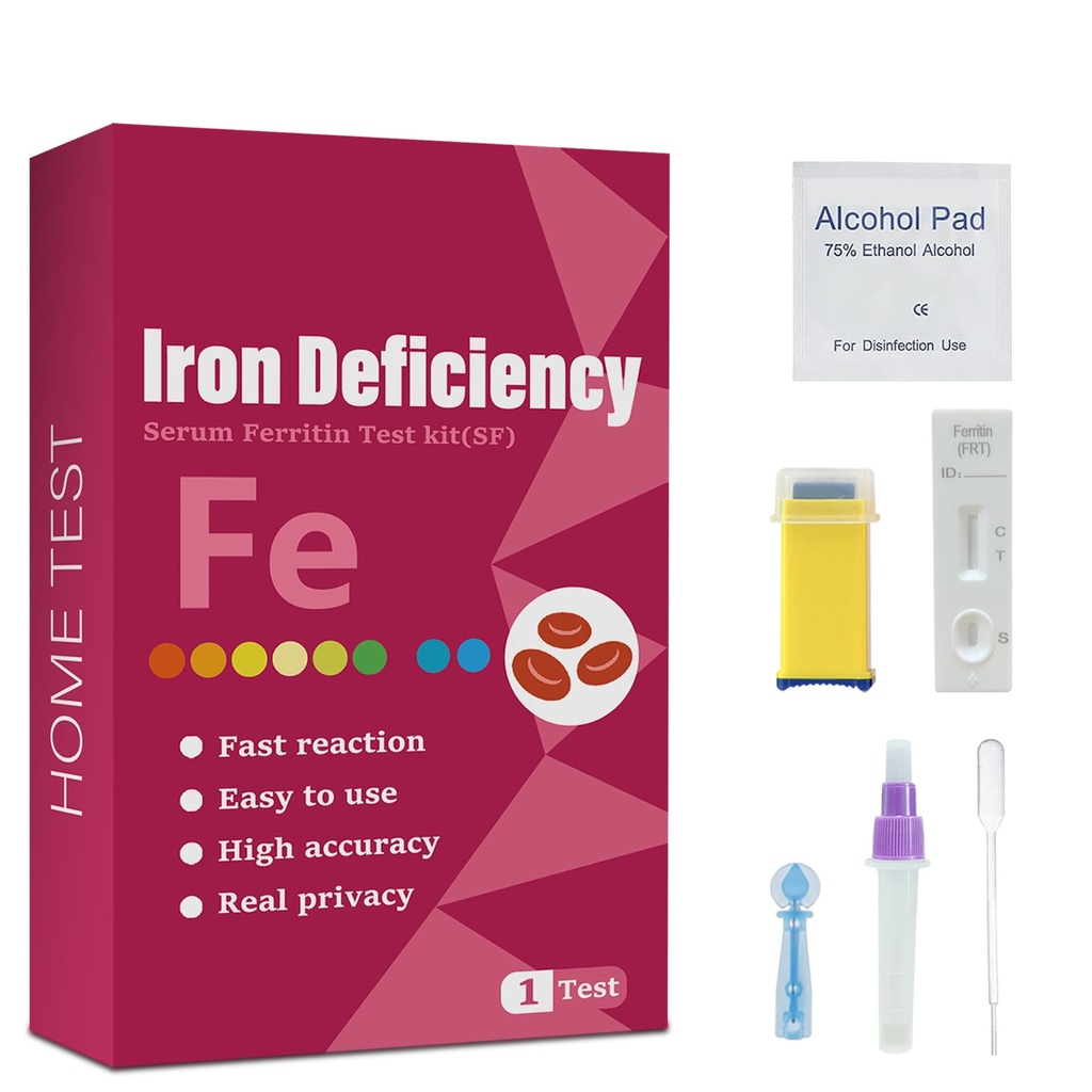 Iron Deficency Test Kit, geschikt voor kinderen en volwassenen, op-Home Iron Test Kit voor anemie. Iron Test Kit voor snelle respons en nauwkeurige resultaten