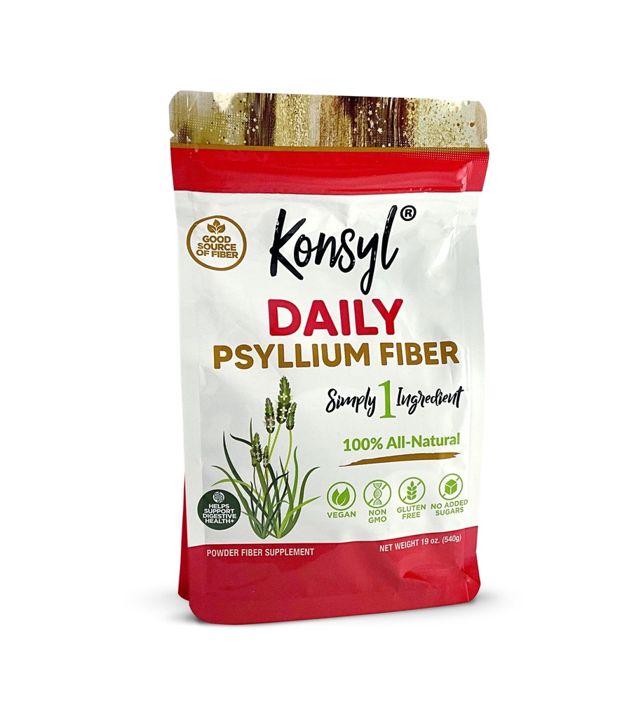 Konsyl Daily Psyllium Fiber Powder 100% All-Natural Psyllium Husk for Gut & Digestief Health Geen suiker, geen fillers 90 porties (540g)