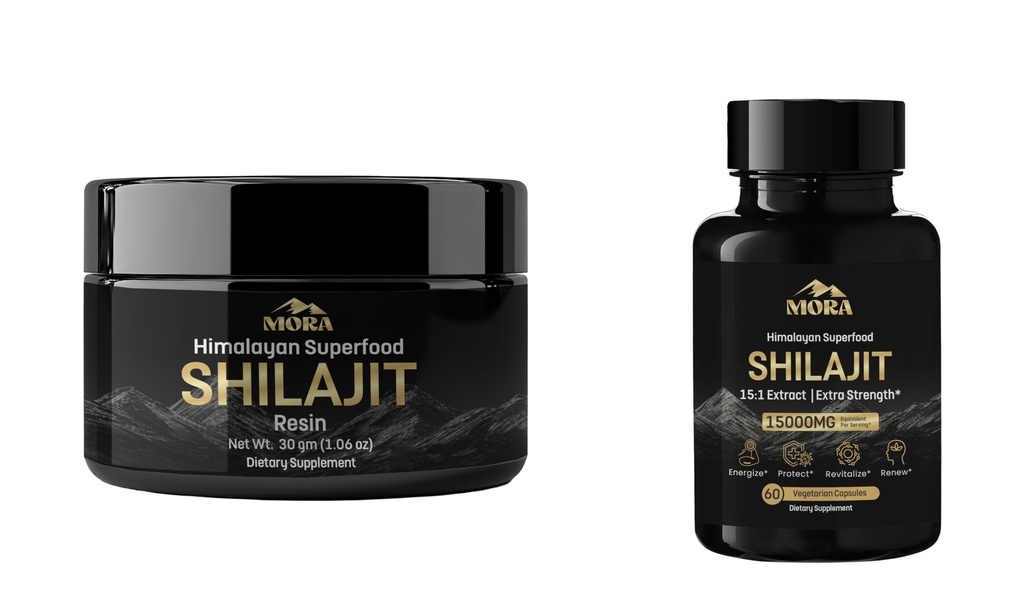Well Being Mora Himalaya Shilajit Resin (30g) + Vegan Shilajit Capsules (60 Telling) 