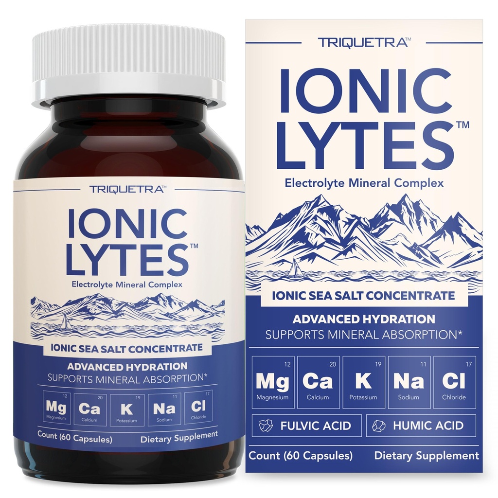 Ionic LytesTM Electrolyt Mineral Complex with Ionic Sea Salt, Fulvic & Humic Acid - supports Hydration, Electrolyt & Mineral Balance & Muscle Function (60 Capsules) - Soy-Free, Gluten-Free, cGMP