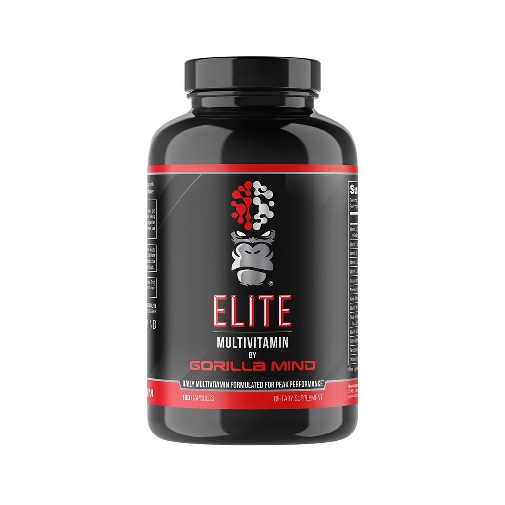 Gorilla Mind Elite Multi-Vitamine (180 Capsules) Dagelijks Multivitamine Geformuleerd voor Peak Performance 27 Nutrients to Backfill Micronutrient Gebreken