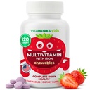 Kids Multivitamin with Iron & Minerals Chewable Tablets - Mixed Fruit Flavor - Vegetarian, GMO-Free, Nut Free - Dietary Supplement - Digestive Support for Children - 120 Chewables