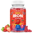 Iron Gummies for Kids & Teens, Kids Multivitamine with Iron Supplement, Calcium, Folate, Zink, Prebiotic - for Blood Builder & Energy Support, Iron Deficency - Vegan & Non-GMO - 60 Graaf Aardbei