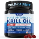 Antarctica Krill Oil 1200 mg Omega 3 Supplement, Omega 3 Krill Oil Softgels w/EPA, DHA, Astaxanthine & Fosfolipiden voor Hersenen & Antioxidant, duurzaam geproduceerd, Geen Fishy Aftersmaak, 120 Softgels