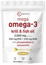 Mega Omega-3 Krill & Fish Oil 2000 mg Equivalent, 240 Softgels 