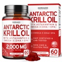 Antarctica Krill Oil Supplement (2000mg Per Serving, 60 Softgels) Krill Oil Omega 3 Supplementen met EPA, DHA & Astaxanthine - Premium Fosfolipide voor volwassenen - derde partij getest, niet-GMO & USA Made