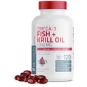 Bronson Omega-3 Vis + Krill Oil 1000 MG EPA DHA Astaxanthine Premium Blend - Joint, Brain & Eye Health - Non GMO, Heavy Metal Tested, 120 Softgels