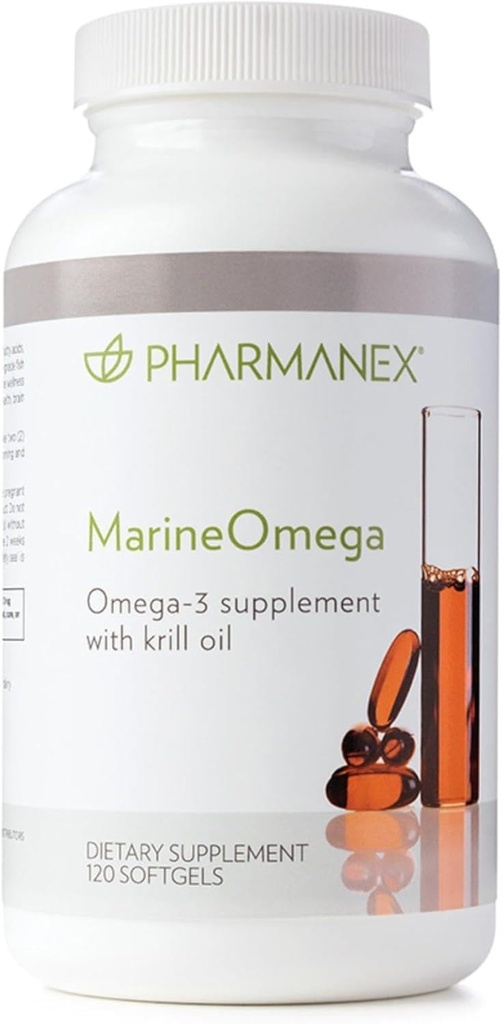 Pharmanex Marine Omega, Omega-3 Fatty Acids & Krill Oil Supplement, 1200mg DHA & EPA per Serving, 120 Softgels, Supports Heart, Brain, Joint, & Overall Health