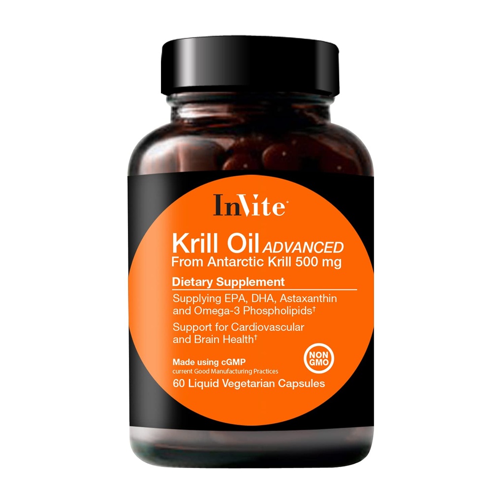 Uitnodigen Gezondheid Krill Olie Geavanceerd - Ondersteunt Cardiovasculaire en Hersengezondheid - Supplies EPA, DHA, Astaxanthine en Omega-3 Fosfolipiden - 60 Capsules