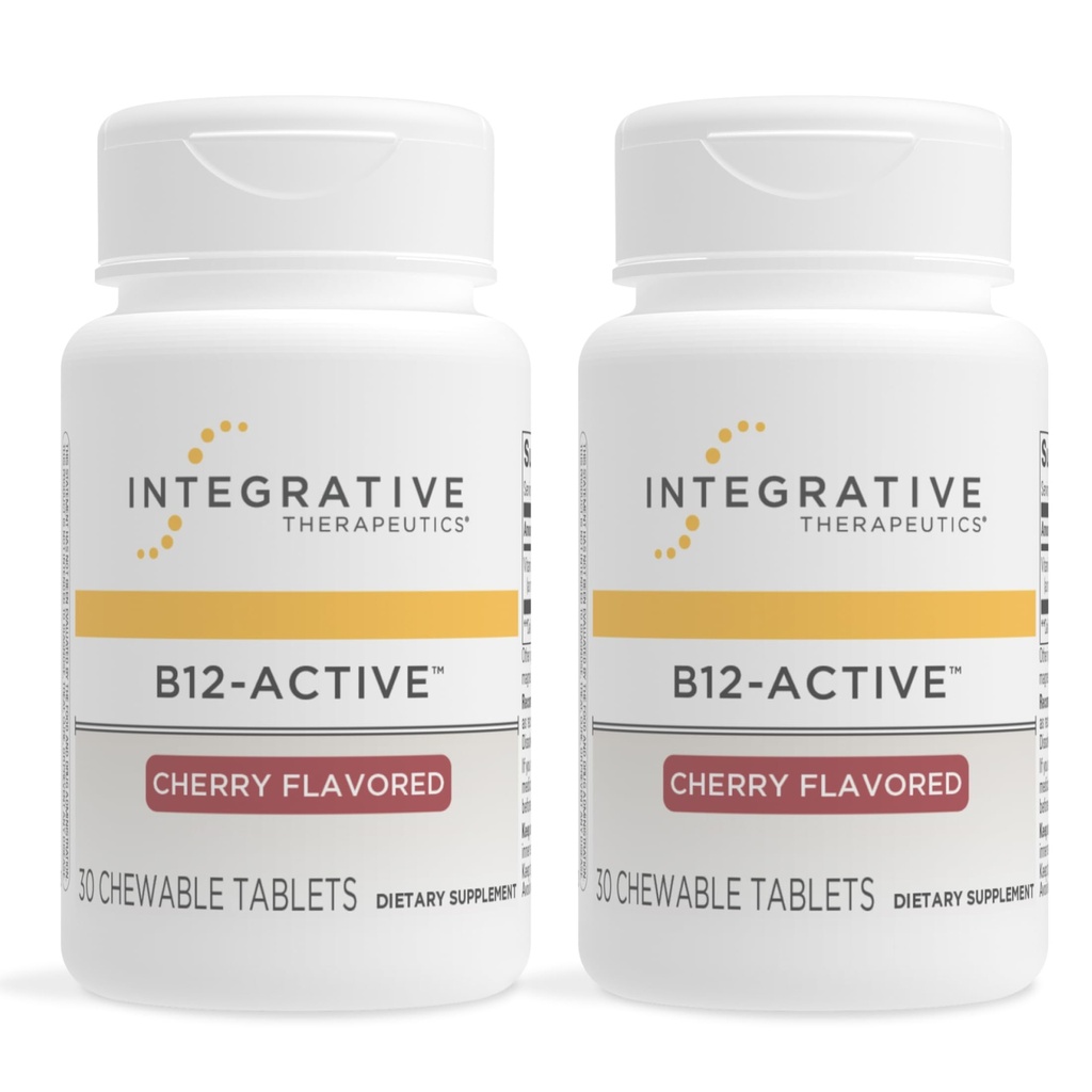Integrative Therapeutics B-12 Actief, Vitamine B12, Ondersteunt Zenuwfunctie*, Cherry Flavored, 30 Kauwtabletten - 2 Pack