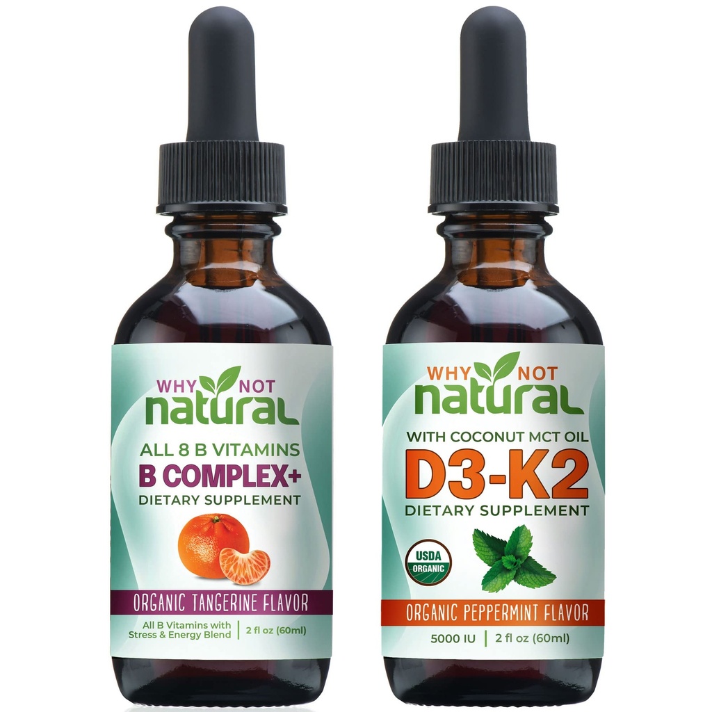 Waarom niet natuurlijke vitamine B complex en organische vitamine D3K2 vloeibare druppels