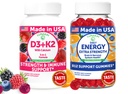 Lunakai USA Made D3+K2 with Calcium & Energy B12 Gummies Bundle 