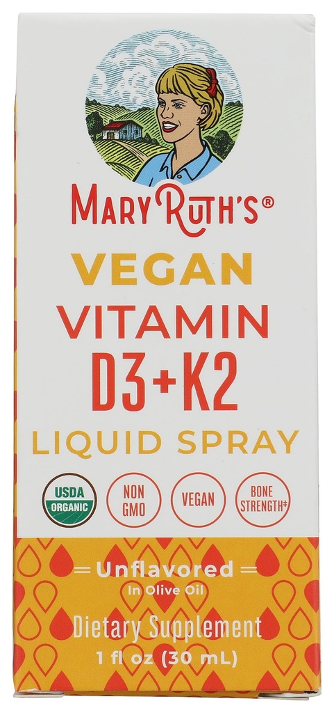Mary Ruth's Biologische Vitamine D3 Plus K2 Spray, 1 FZ