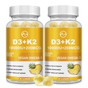 M inch Vitamine D3 K2 Gummies, Vitamine D3 10000IU, K2 (MK-7) 200mcg, 6-in-1 Vitamine D3 con K2 Supplement met Omega-3 voor vrouwen en mannen - Bones, Tanden & Immune Ondersteuning, Suikervrij, 2 Pack
