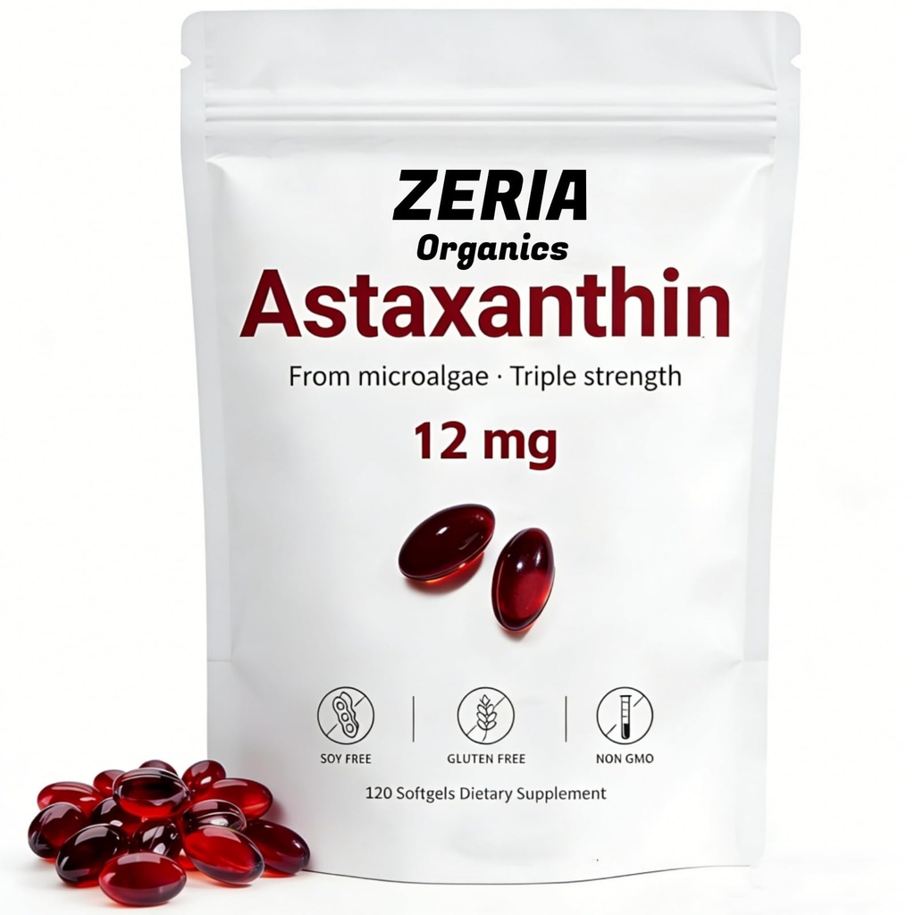 Astaxanthine 12mg, Natuurlijke Astaxanthine Supplementen Algen, 120 Softgels 4-maand levering