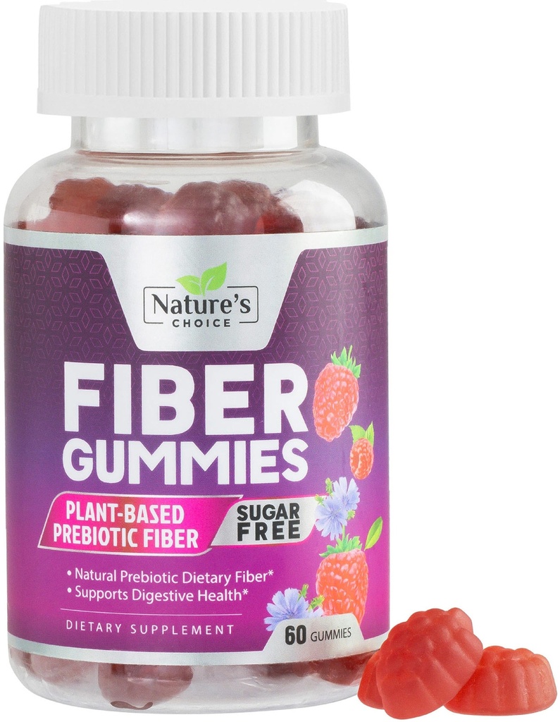 Vezel Gummies voor volwassenen, Suiker Gratis Dagelijks 4g Gummy Fiber Supplement, Prebiotic Gummy Digestieve Gezondheid Ondersteuning - Planten gebaseerde Oplosbare Kauwen, Prebiotica Ondersteunt Regularity & Digestie - 60 Gummies