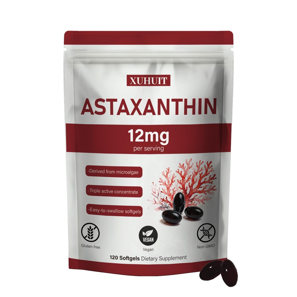 Astaxanthine Supplement 12mg, 120 Softgels 