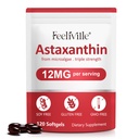 Astaxanthine Supplementen, Astaxanthine 12mg, 120 Softgels Antioxidant Astaxantina Supplement voor oog, huid, gewrichts- en immuungezondheid, ondersteunt interne circulatie en gezondheid van het hart, non-GMO & geen gluten