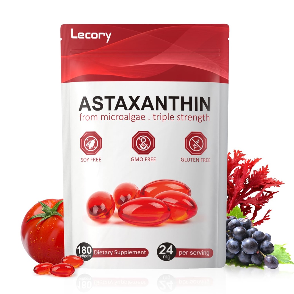 Astaxanthine 24mg, 180 Softgels 6 maand levering van Premium Antioxidant 