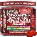 Clean Nutraceuticals AstaZen Astaxanthine Gummies 12mg - met Lycopeen, Vitaminen A C D E, L-tyrosine & Selenium - Antioxidant Support Gummies - 60 Tel.