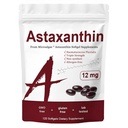 Astaxanthine 12mg, Triple Strength Skin Vitaminen voor vrouwen met antioxidant activiteit,Ondersteunt Immune, Huid, Eye & Joint Health, Promote Internal Circulatie, Chocolaat smaak,120 Servers