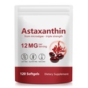 Astaxanthine Supplementen 12mg 120 Softgels, Premium Astaxanthine Antioxidant Supplement voor Oog, Huid, Gewricht, Hersenen, Hart en Immuun Systeem Gezondheid, Verse Microalgen Bron, Niet-GMO & Geen Gluten